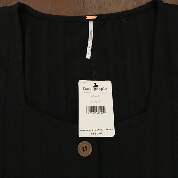 Free People Central Park black ribbed top NWT - Picture 3 of 5
